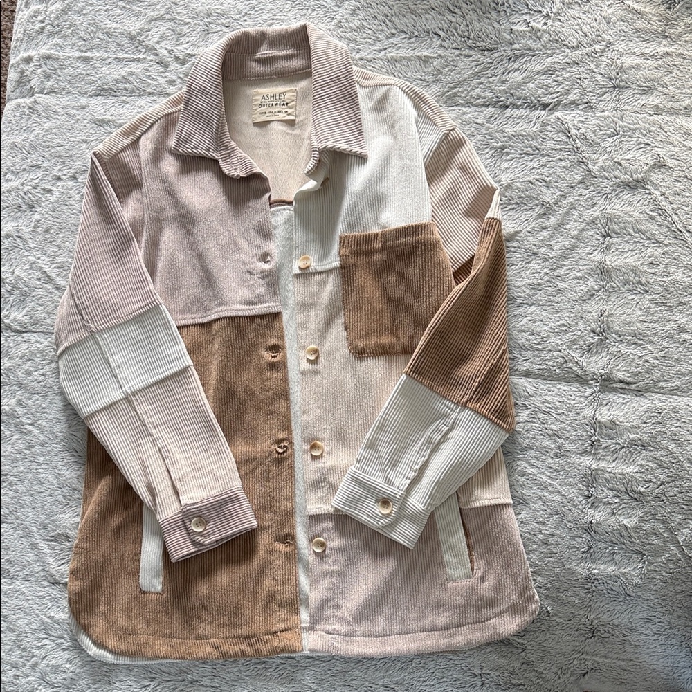 Ashley By 26 International Corduroy Jacket in Cream and Tan